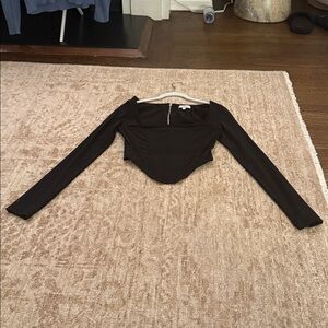 Miaou Black Zip-Up Corset Top